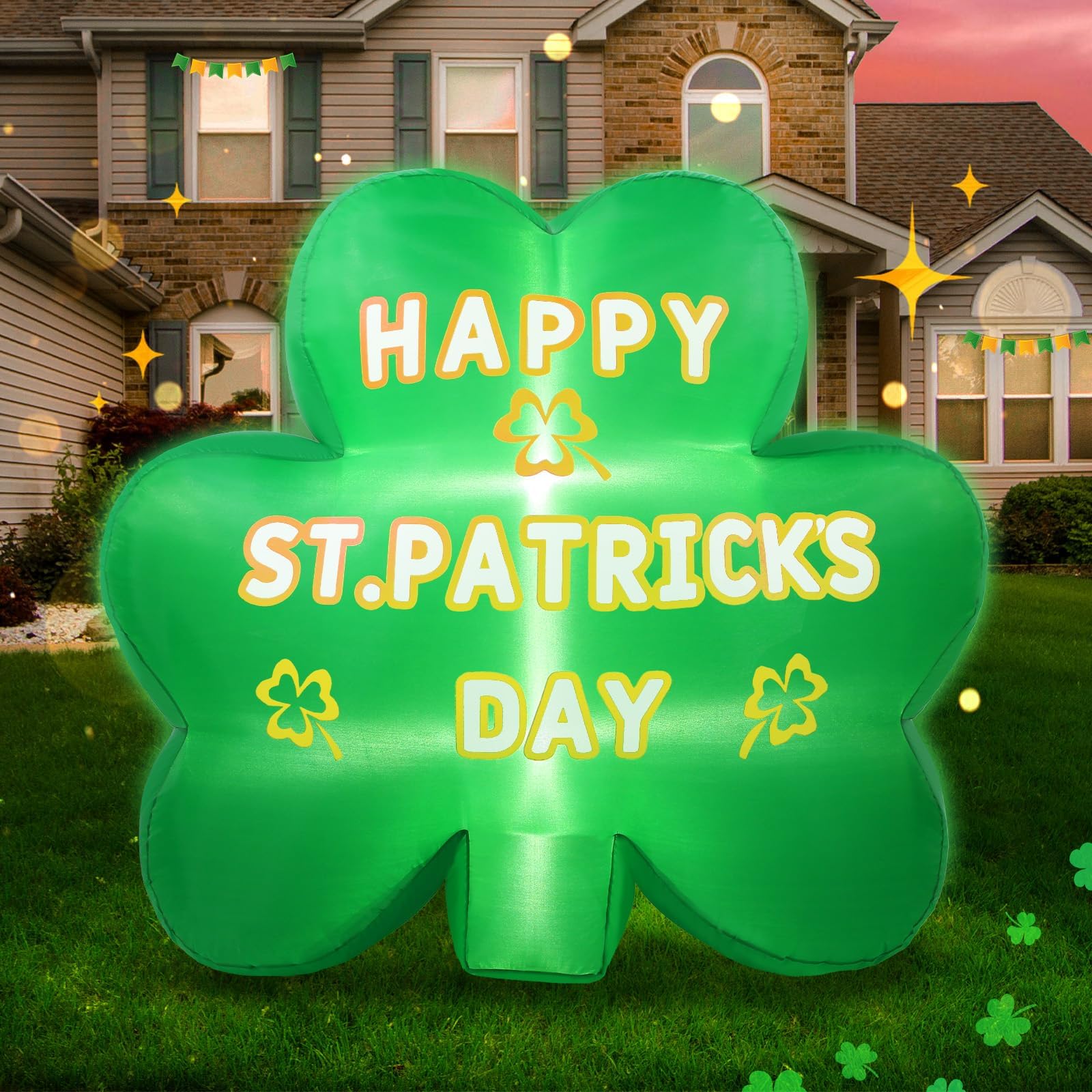 Shamrock Inflatable Boveco 4FT St. Patrick's Day Shamrock Inflatable Decorations Outdoor ...