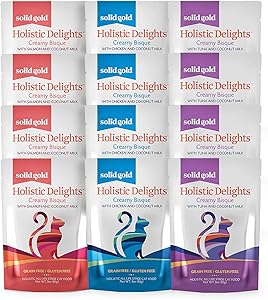 Solid Gold Holistic Delights Creamy Bisque Grain & Gluten-Free Variety Pack Wet Cat Food, case of 12, 3-oz pouches