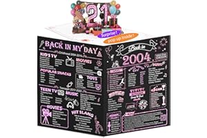 OLOSONG 21st Birthday Card for Girls Her, Jumbo 3D Pop Up 21st Birthday Gifts, Back In 2004 Happy 21 Year Old Birthday Decorations Cards Card for Daughter Granddaughter, Rose Gold