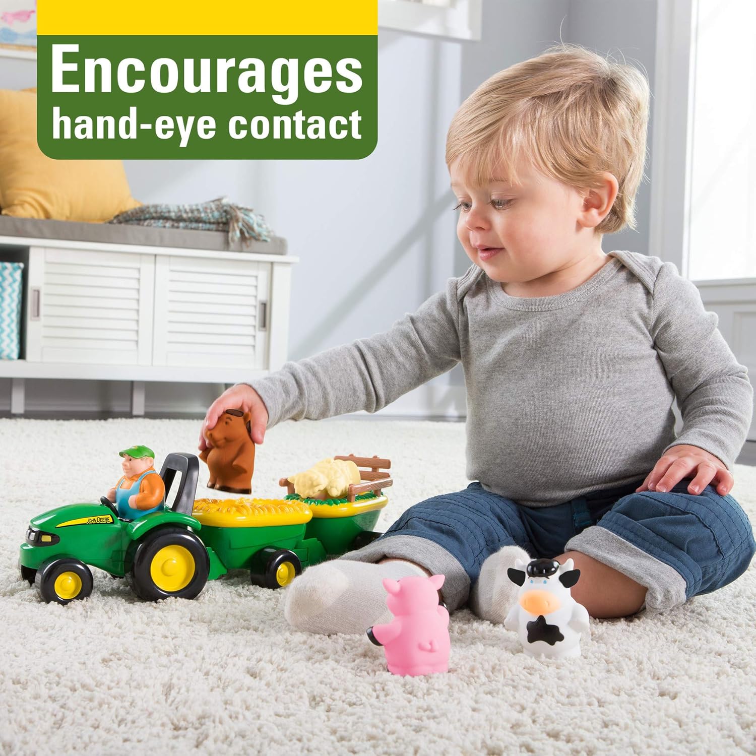 TOMY John Deere Animal Sounds Hayride Preschool Toy: Toys & Games