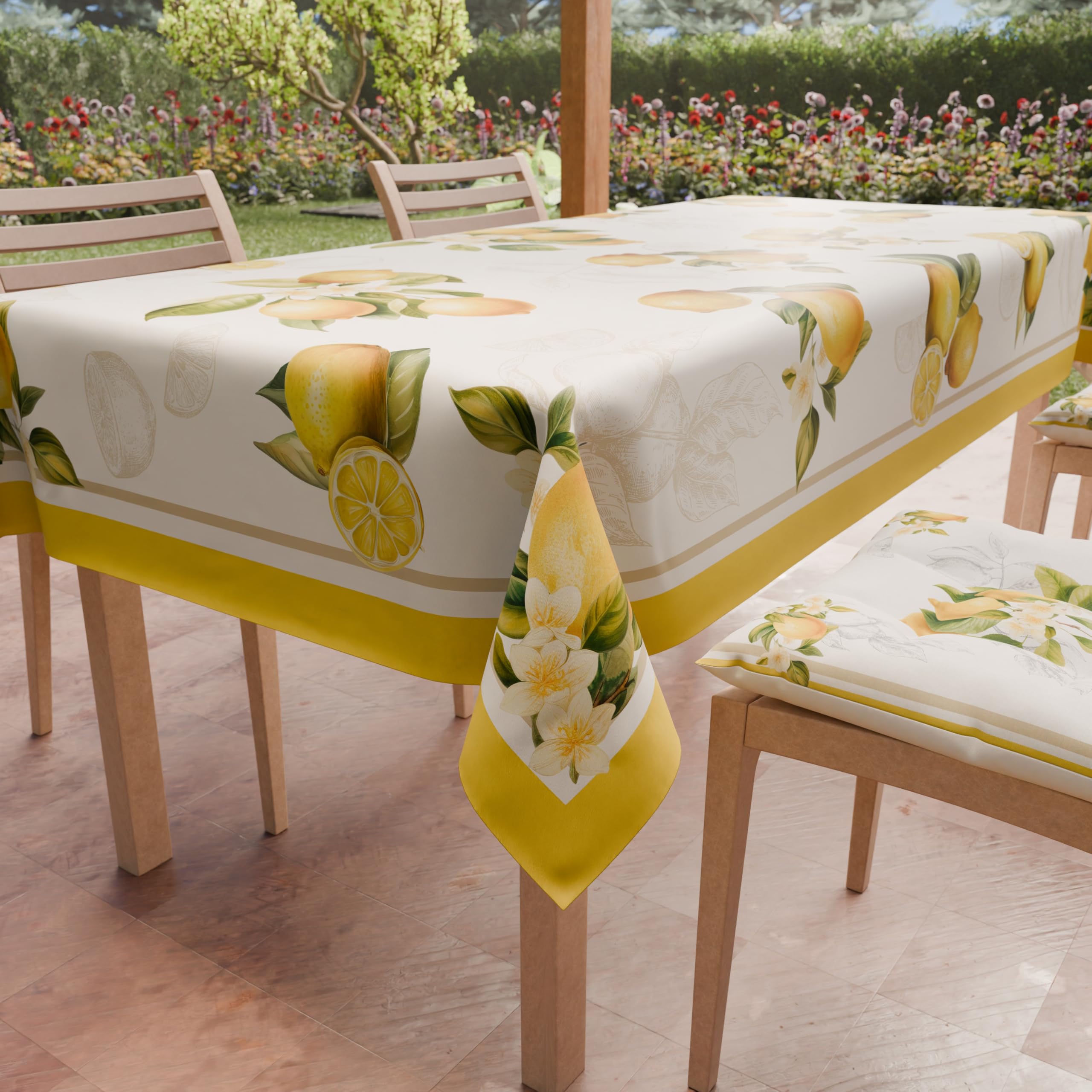 PETTI Artigiani Italiani - Stain Resistant Rectangular Tablecloth Kitchen Table Cover Lemon_02 X12 Seater (140 x 240 cm) 100% Made in Italy — image 1