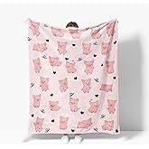 Pig Throw Blanket Soft Warm Cozy Cute Pigs Blankets Fuzzy Plush Fleece Pig Blanket Gifts for Couch Bed Sofa Home Decor 40''X50''