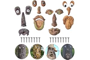 FmnyYaid 4 Pack Tree Faces Decor Outdoor with 16 Screws, Tree Face Outdoor Statues Old Man Trees Hugger Bark Ghost Yard Art Garden Decoration, Trees Decorations Outdoor for Halloween Easter
