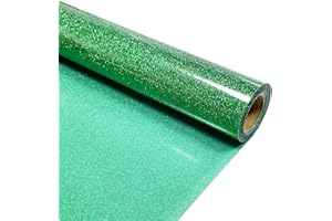 MerryMade Green Glitter Heat Transfer Vinyl 12" x 5 ft HTV for Shirts, Glitter HTV for All Cutter Machine - Easy to Cut & Weed for Heat Vinyl Design (Green)
