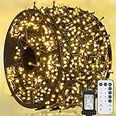 weillsnow 328 FT 1000 LED Christmas Lights, 8 Lighting Modes with Remote & Timer Christmas Tree Lights, Waterproof for Outdoor Bedroom Backyard Tree Wall Christmas Decoration (Warm White)