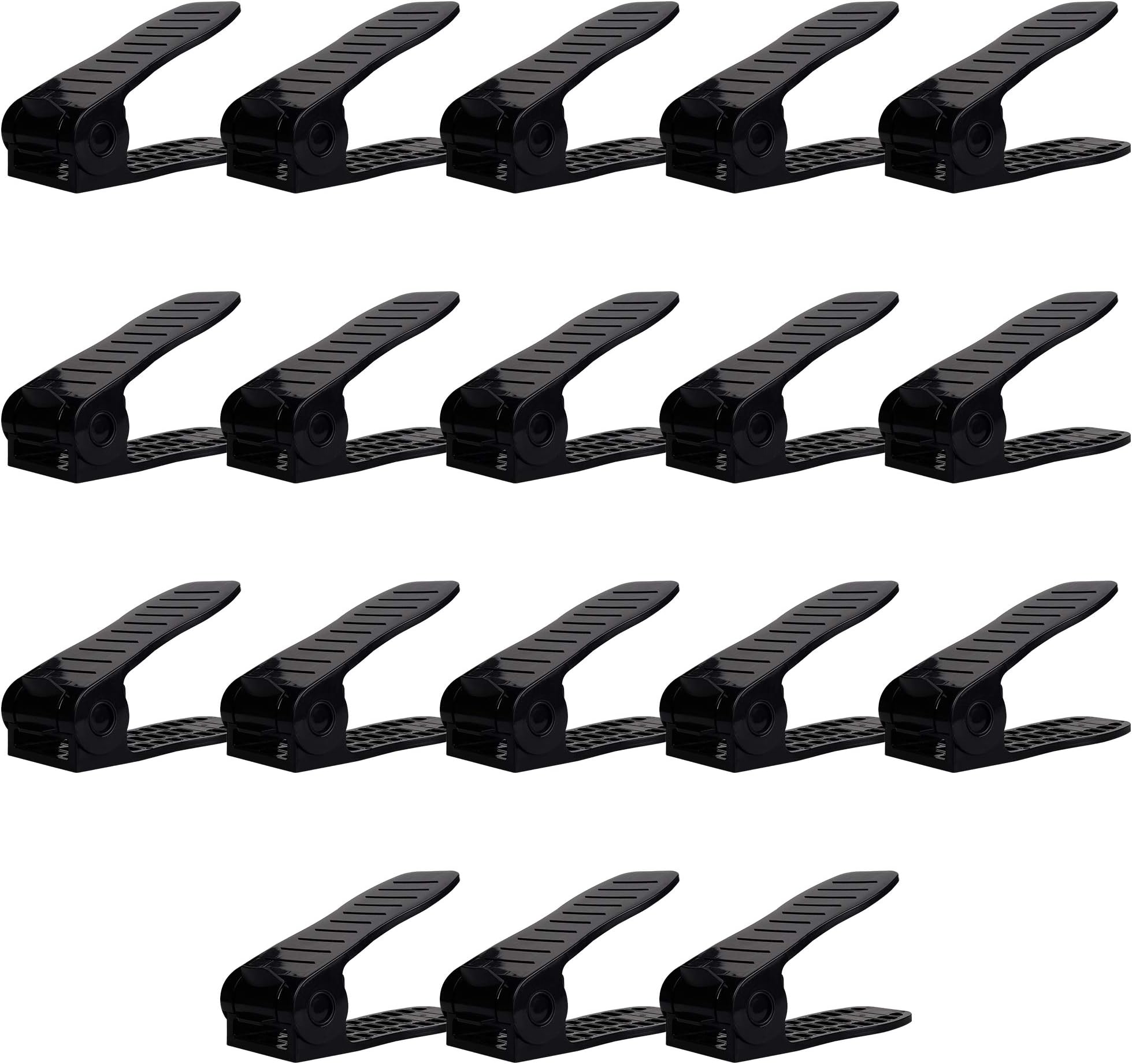 Organize Joy Shoe Slots Space Saver - Adjustable Shoe Organizer, 18 Piece Set Double Deck Shoe Stacker Rack, No Assembly Required (Black)