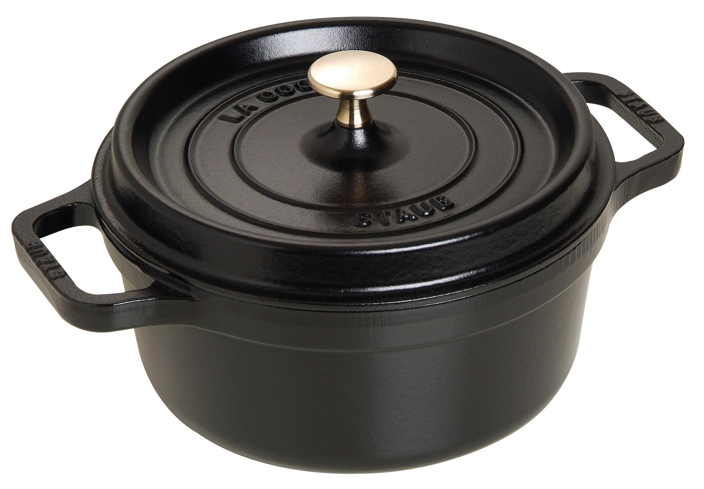 STAUB Cast Iron Roaster/Cocotte, Round, 22 cm, 2.6 L, Black