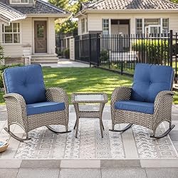 HUMMUH Outdoor Bistro Set-High Back Outdoor Rocking