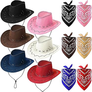Chapeau Cowboy Western Large Bord – Style Fedora Cuir Suédé Unisexe, Protection Solaire, Costume Cowgirl Homme Femme