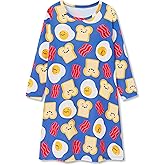 Topgal Teen/Little Girls Nightgown Long Sleeves Tie-Dye Bows Butterfly Breakfast Nightdress Kids' Sleepwear Size 6-16