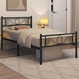 Yaheetech 3ft Metal Bed Frame with Headboard Footboard Black view 3