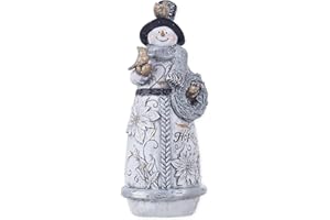 Transpac Imports Hope Poinsettia Robe Snowman Wreath 10 x 4 Resin Stone Christmas Table Top Figurine