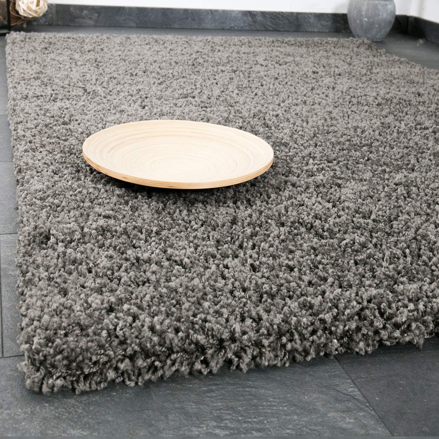 Serdim Rugs Living Room Shaggy Area Rugs Dark Grey 80x150cm(2'6"x5'0), 80 x 150 cm (Rectangular) - Image 3