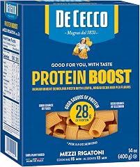 De Cecco Protein Boost Mezzi Rigatoni No. 26 Pasta, 14 Oz | High Protein Noodles, 28g Protein, Made with Durum Wheat, Lentils