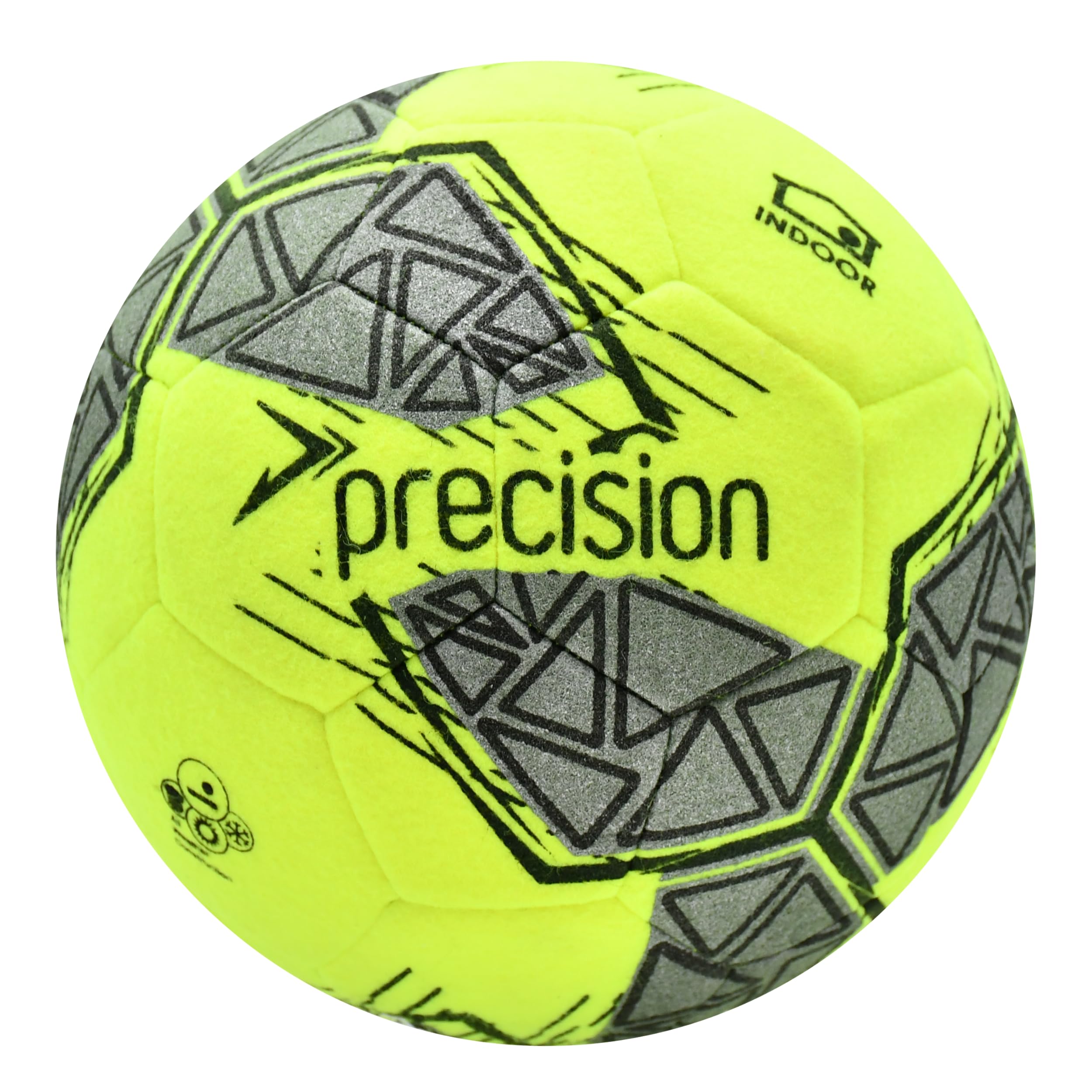 Precision Fusion Indoor Football, Machine Stitched Ball, Acrylic Felt and Nylon Wound, Yellow and Black, Official, Size 4