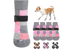 BEAUTYZOO Non Slip Dog Socks to Prevent Licking Paws, Dog Shoes Booties for Hardwood Floors Anti Slip-Thick Grip Works Even When Twisted-Paw Protector for Cold Pavement Small Medium Large Senior Dogs