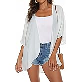 Womens Kimono Cardigans Beach Cover ups Swimwear Puff Sleeve Loose Casual Summer Tops