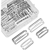 Boao 40 Pieces Swimsuit Bra Hooks Metal, 18 mm, 25 mm, Black, Silver | Bra Hook Replacement Bulk, Bikini Clasp Bathing Suit Clips Strap Adjustment Slider Ring for Swimsuit Lingerie Bikini, 2 Sizes