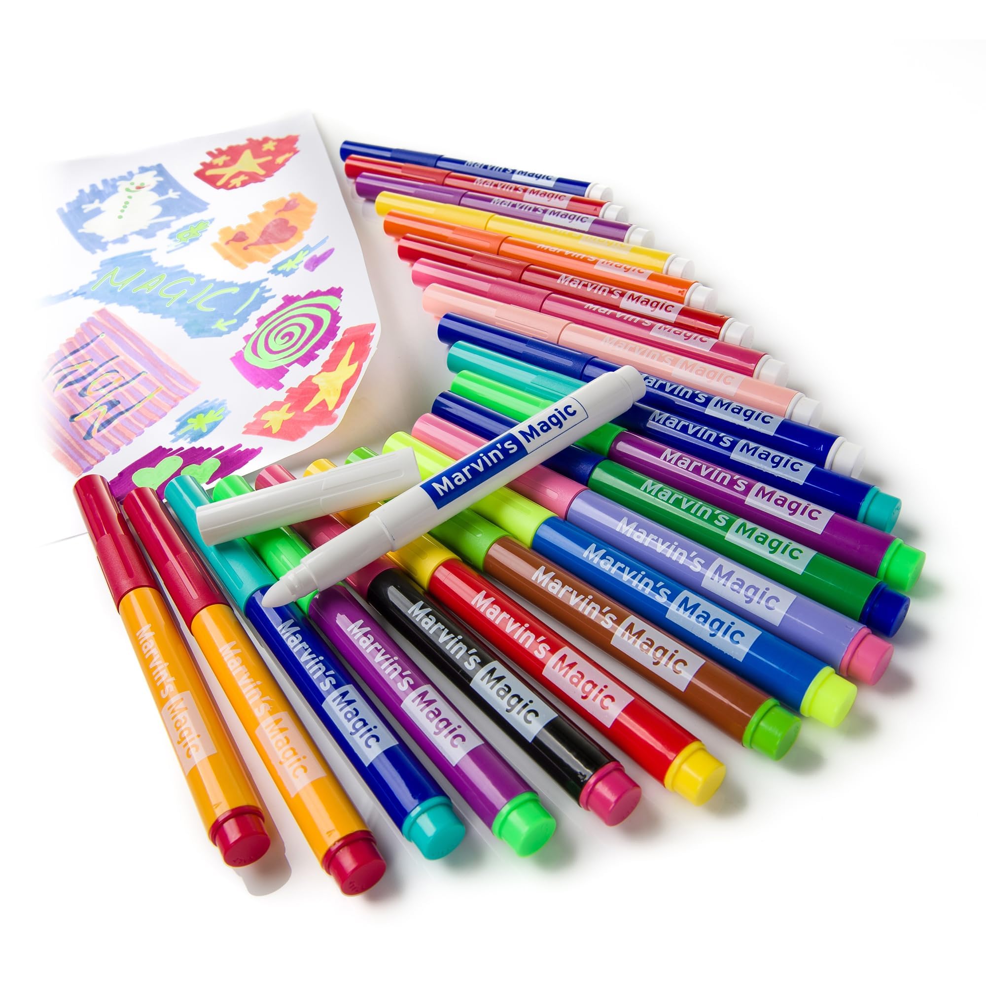 Marvin's Magic - Original x 25 Amazing Marker Pens - Color Changing Magic Pen Art - Create 3D Lettering or Write Secret Messages - Includes 25 Colour Changing Pens