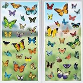 79PCS Colorful Butterfly Window Clings, Butterfly Decorations, Double Sided Window Decals to Prevent Bird Strikes, Multi Patterns Colors Butters Stickers for Home Decor Glass Door