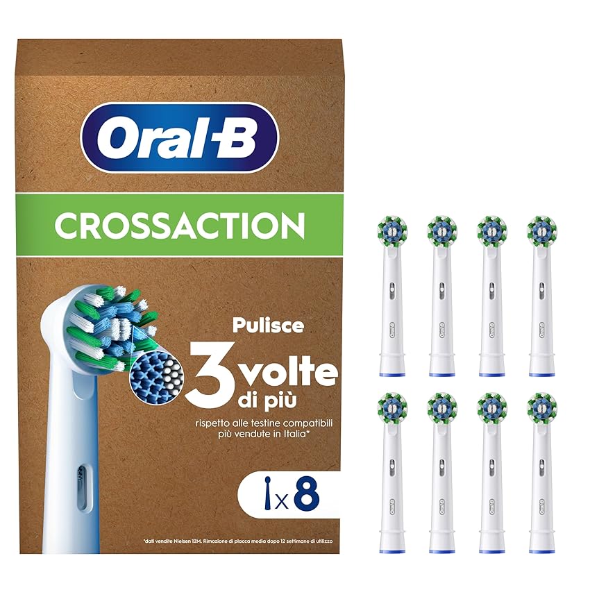 Oral-B Testine Di Ricambio per Spazzolino Elettrico, 8 Testine Oral B Pro Cross Action