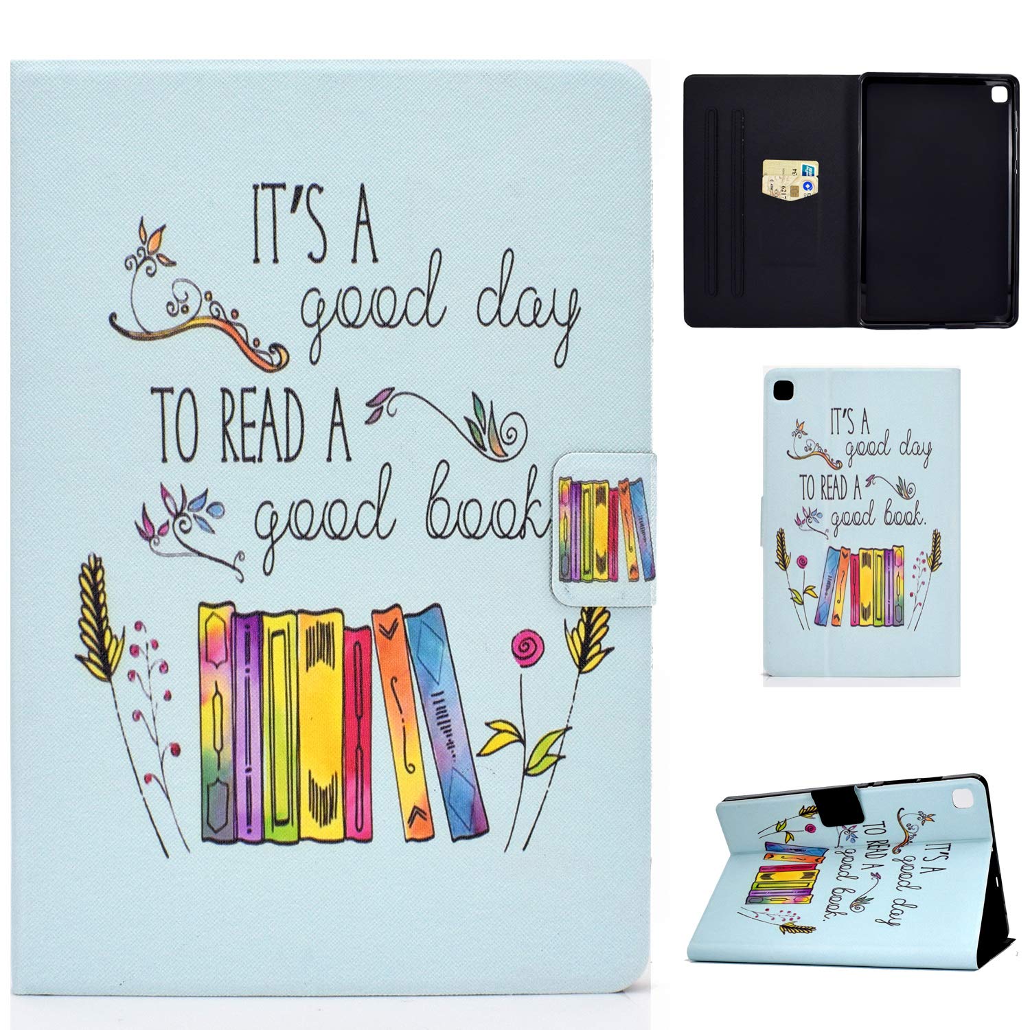CaseFun Case for Samsung Galaxy Tab S6 Lite 10.4 P610/P615 Multi-Angle Protective Case Cover with Auto Wake/Sleep and Document Card Pocket Colourful Book โ image 1