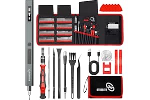 STREBITO 144-Piece Upgraded Electric Screwdriver, Max 0.7 N.m, 120 Magnetic Bits, 5-Gear Torque Adjustment, Precision Screwdr