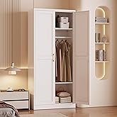 MetalMax Armoire Wardrobe Closet with 2 Doors, 71" Tall Metal Clothing Storage Cabinet with Hanging Rod, White Bedroom Armories, Steel Closet Wardrobe Storage Cabinets for Bathroom, Bedroom