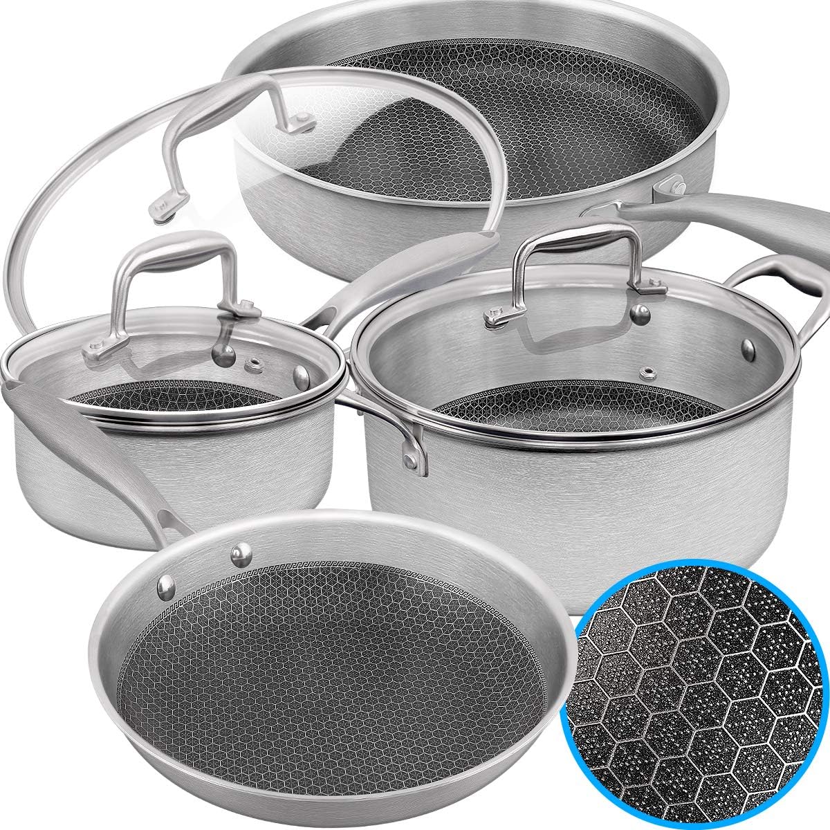 Lightning Deal Pots and Pans Set, 18/10 Triply Stainless
