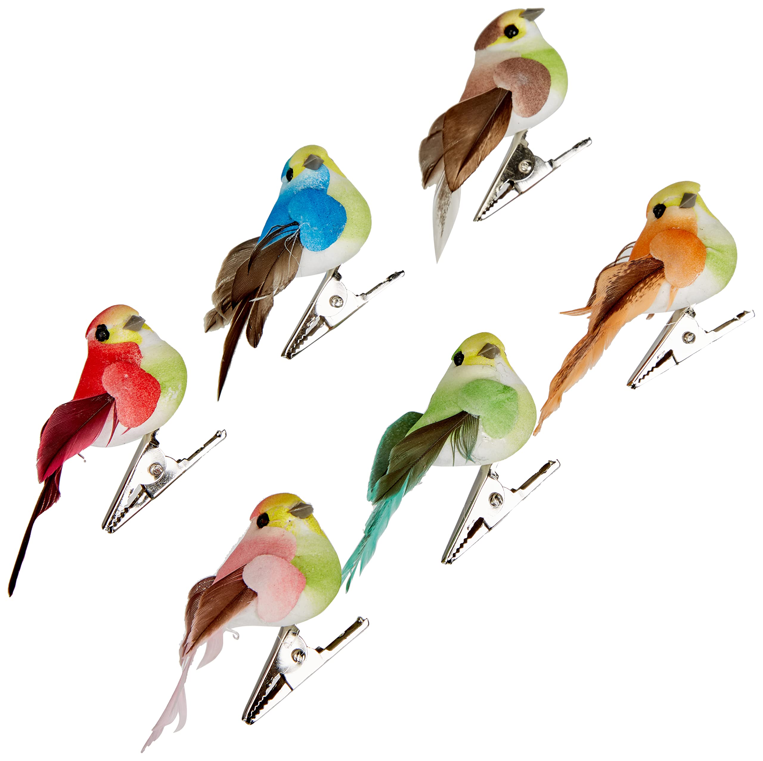 Artemio 13001021 Set of 6 Miniature Birds, Paper, Multi-Colour, 3.7 x 2.5 x 5.3 cm