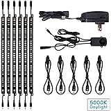 LED Safe Lighting Kit, (6) 12&rsquo;&rsquo; Linkable light bars + Motion Sensor + Power adapter, Under Cabinet, Gun Safe, Locker, Closet, Under Counter, Shelf, Showcase Lighting, 5000K Daylight