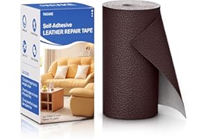 PARAKE Leather Repair Patch, 3x60 Inch Self Adhesive Leather Repair Tape for Furniture, Durable PU Leather Repair Kit for Car Seat, Couch, Sofa, Chair, Boat Seat - Litchi Grain (Dark Brown)