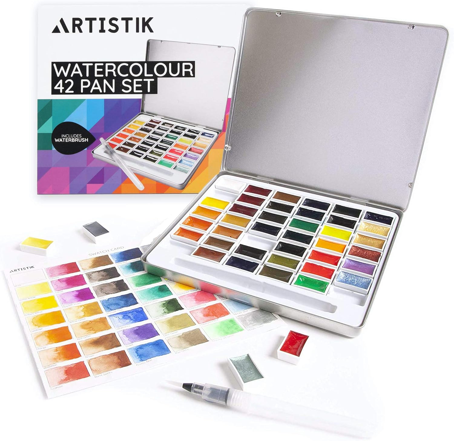 Amazon.de Artistik AquarellfarbenSet 42 Pfannen reich pigmentierte