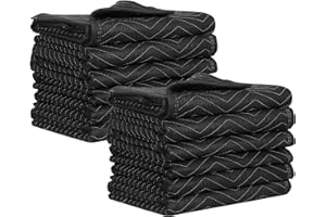JOURNEYO Moving Packing Blankets - Ultra Thick Pro - 72" x 40"(27lb) - Professional Quilted Shipping Furniture Pads Black,12 Pack