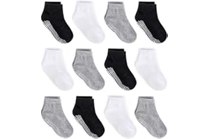 ZAPLES Baby Non Slip Grip Ankle Socks with Anti Skid Grippers Boys Girls Low Cut for Infants Toddlers Kids