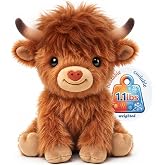Mewaii Highland Cow Stuffed Animal, Heat &amp; Cool for Kids &amp; Girls, 10 Inch | Weighted 1.1 lbs, Comfort Gifts, Washable Cover, Microwavable, Cozy Gift for Kids &amp; Girls