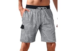 BOJIN Mens Swim Trunks 9" Quick Dry Stretch Swim Shorts Mesh Lining Bathing Suits Swimwear Beach Shorts with Pockets