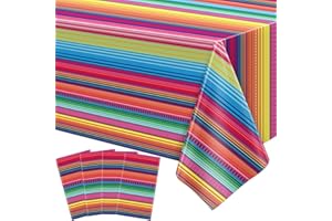 4Pcs Mexican Fiesta Striped Party Tablecloth Mexico Serape Tablecloths for Mexican Wedding Birthday Party Decorations Outdoor