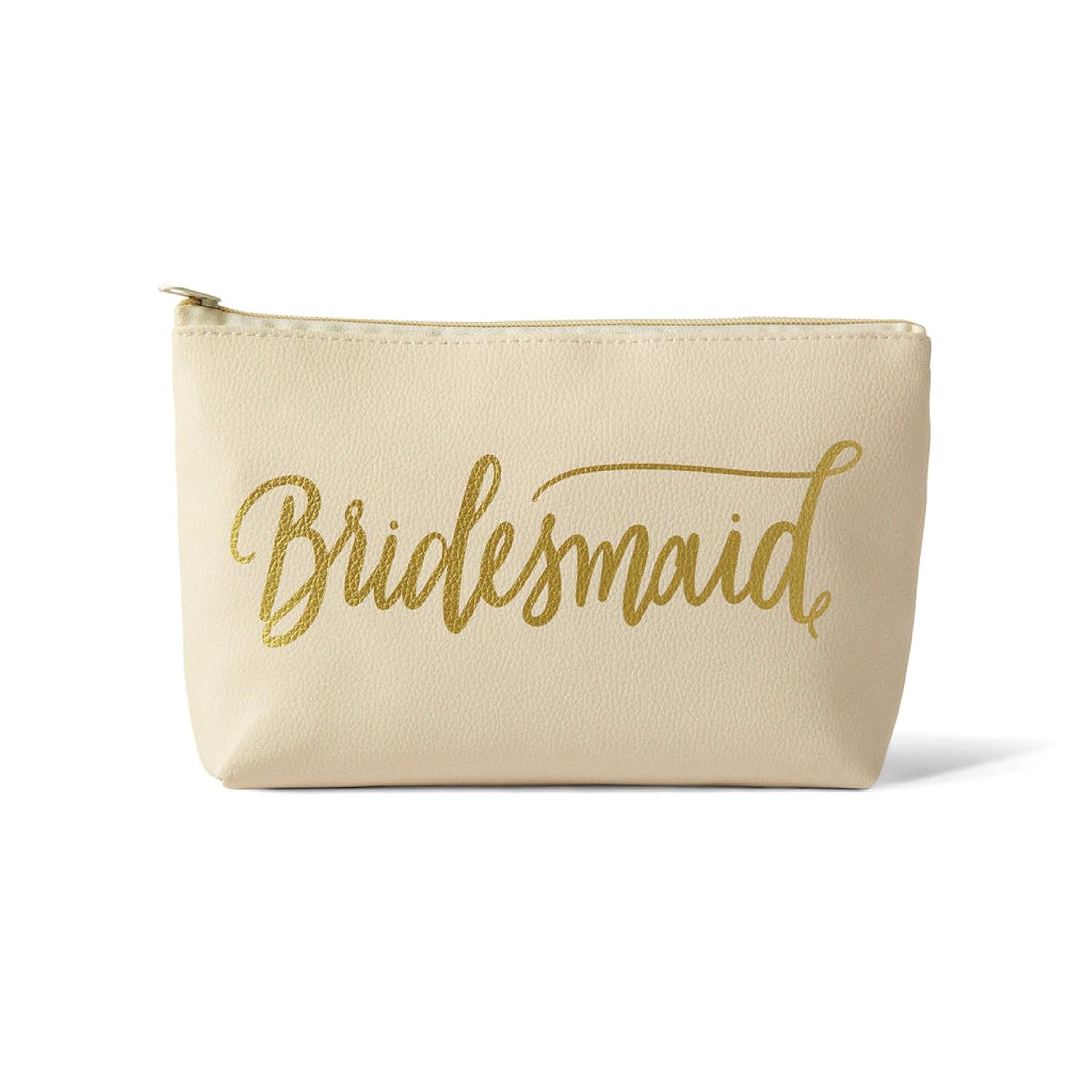 Bridal Party + Bride Makeup Bags – Leather Cosmetic Bags for Bachelorette Parties, Weddings, Bridal Showers (1 Bag, Cream - Bridesmaid)