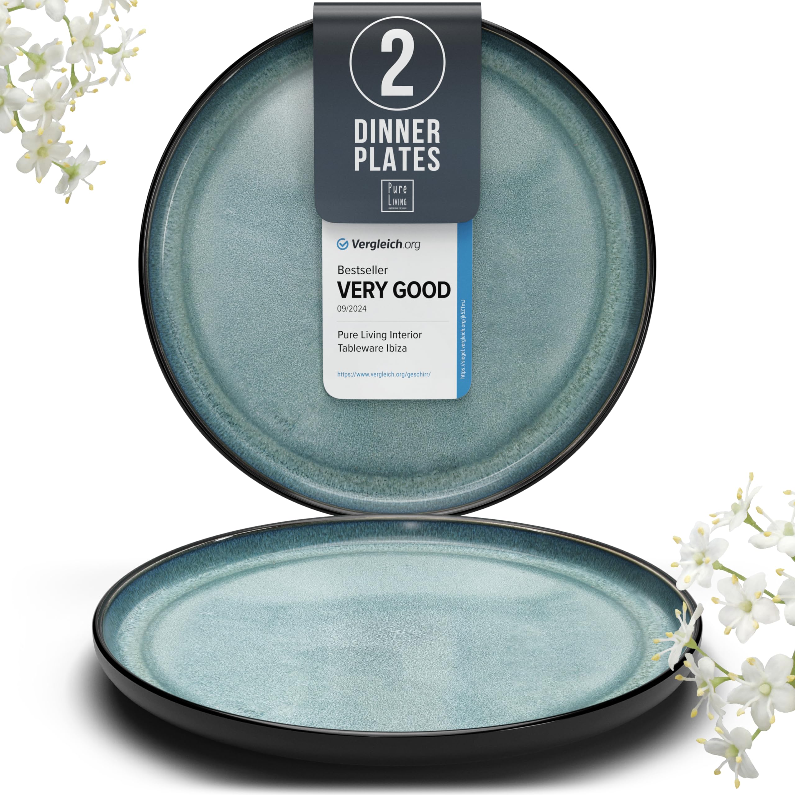 Stoneware dinner plates set 2 pcs – 10.2" petrol
