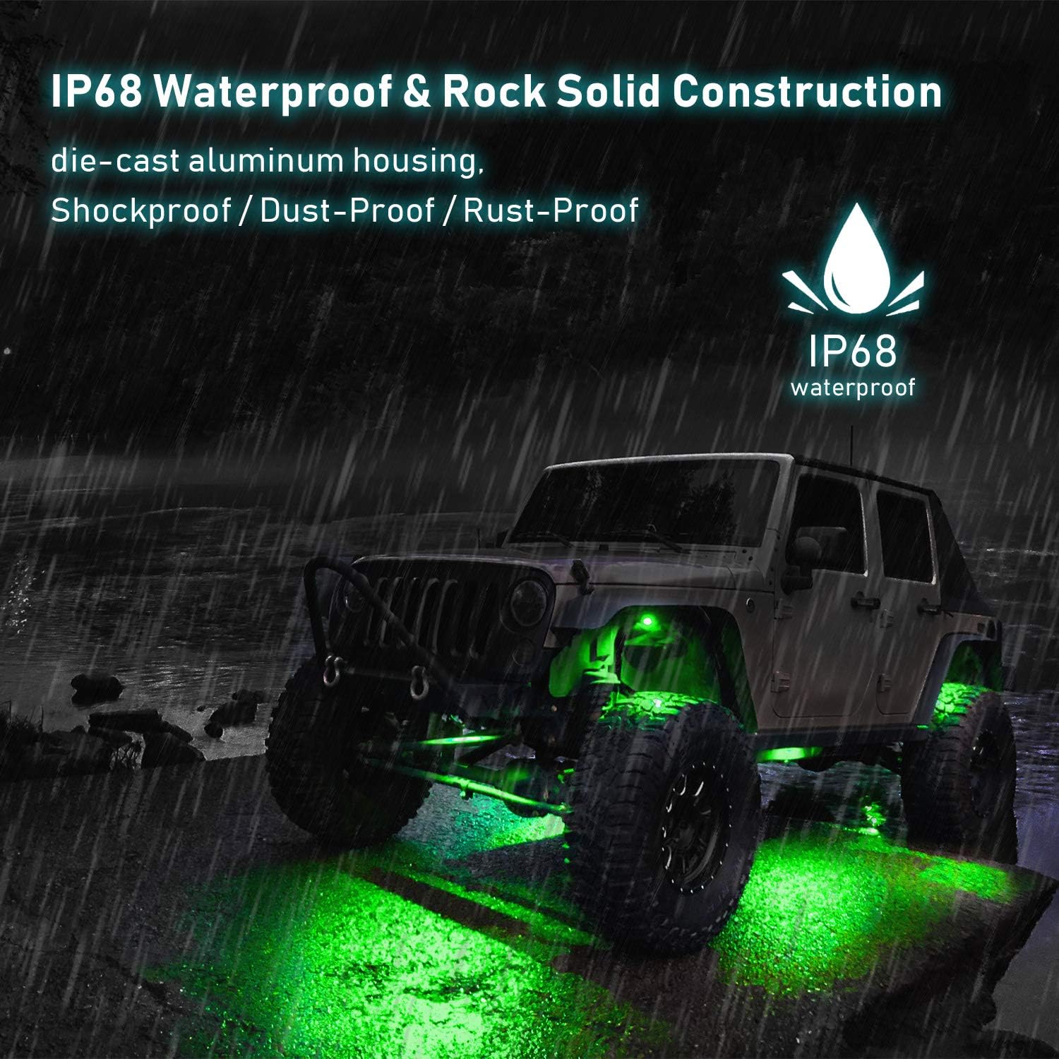 Rgb Rock Lights,8 Pods Underglow Lights with App Control,Timing,Music Mode,Flashing Multicolor 4 Wheels Neon Lights for Truck Suv Atv Off Road: Automotive