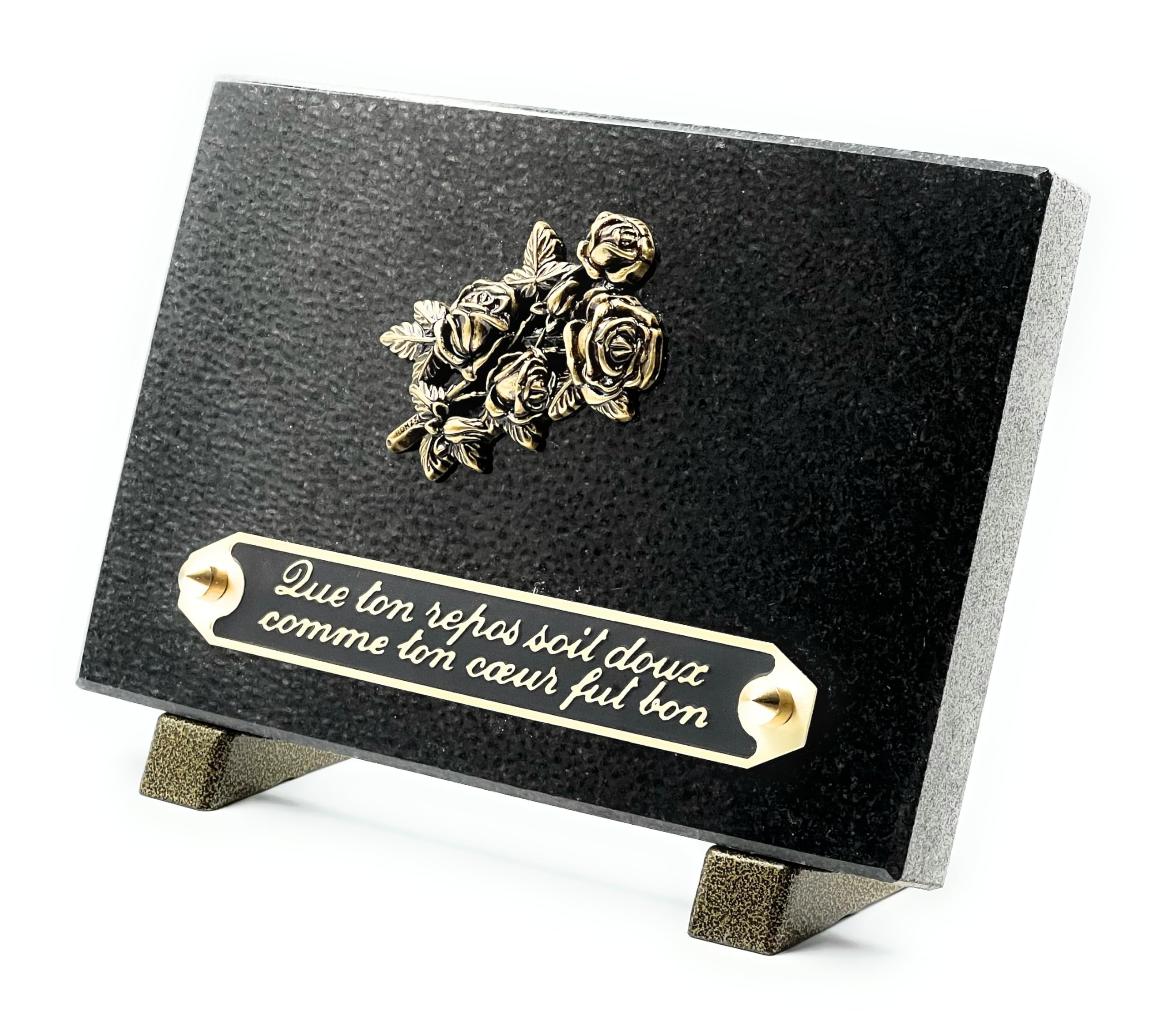 Amour Éternel Granite Grave Plaque | Memorial Plaque | Classic Style | Black Color