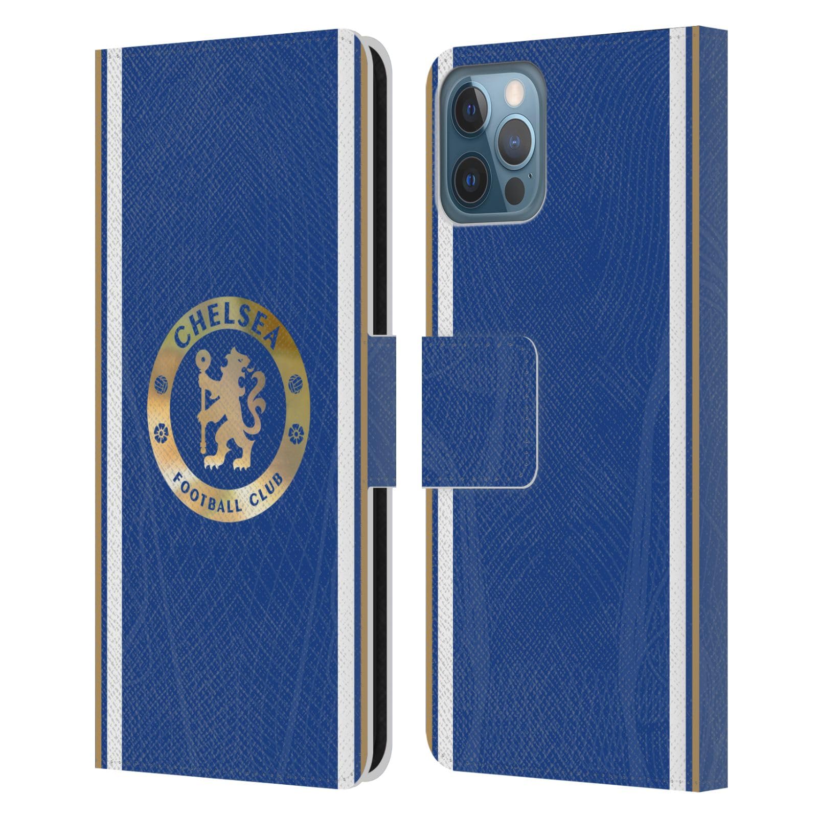 Head Case Designs Officially Licensed Chelsea Football Club Home 2023/24 Kit Leather Book Flip Case Cover Compatible With Apple iPhone 12 / iPhone 12 Pro — image 1
