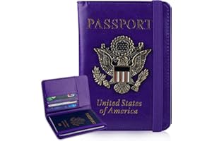 XMLINPER Passport Holder Cover Travel Wallet RFID Blocking Passport Wallets Family Organization Personalized Wallet Case for Men and Women Travel Must Haves (Purple)
