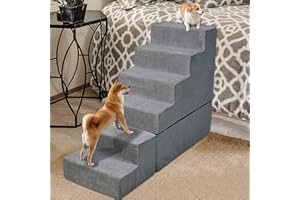 INRLKIT Dog Stairs&Steps for 30 Inches Tall High Bed Up to 30-36 Inches, Pet Dog Ramp Ladder for Small Dogs, Doggie, Old Cats, Kitty, Small Animals Grey