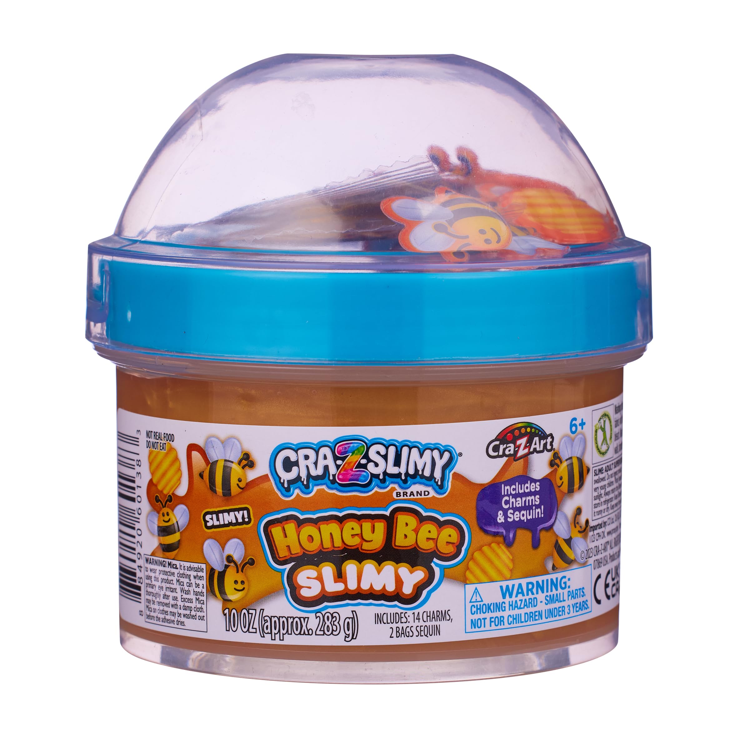 CRA-Z-ART Cra Z Slimy Slimy Topper Jars Honey Bee Pre made slime with bee themed puffy charms and sequins