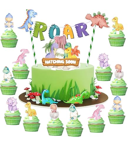 ROHOME - Dinosaur Cake Toppers For Dinosaur Themed...