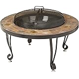 Amazon Basics 34-Inch Natural Stone Fire Pit with Copper Accents