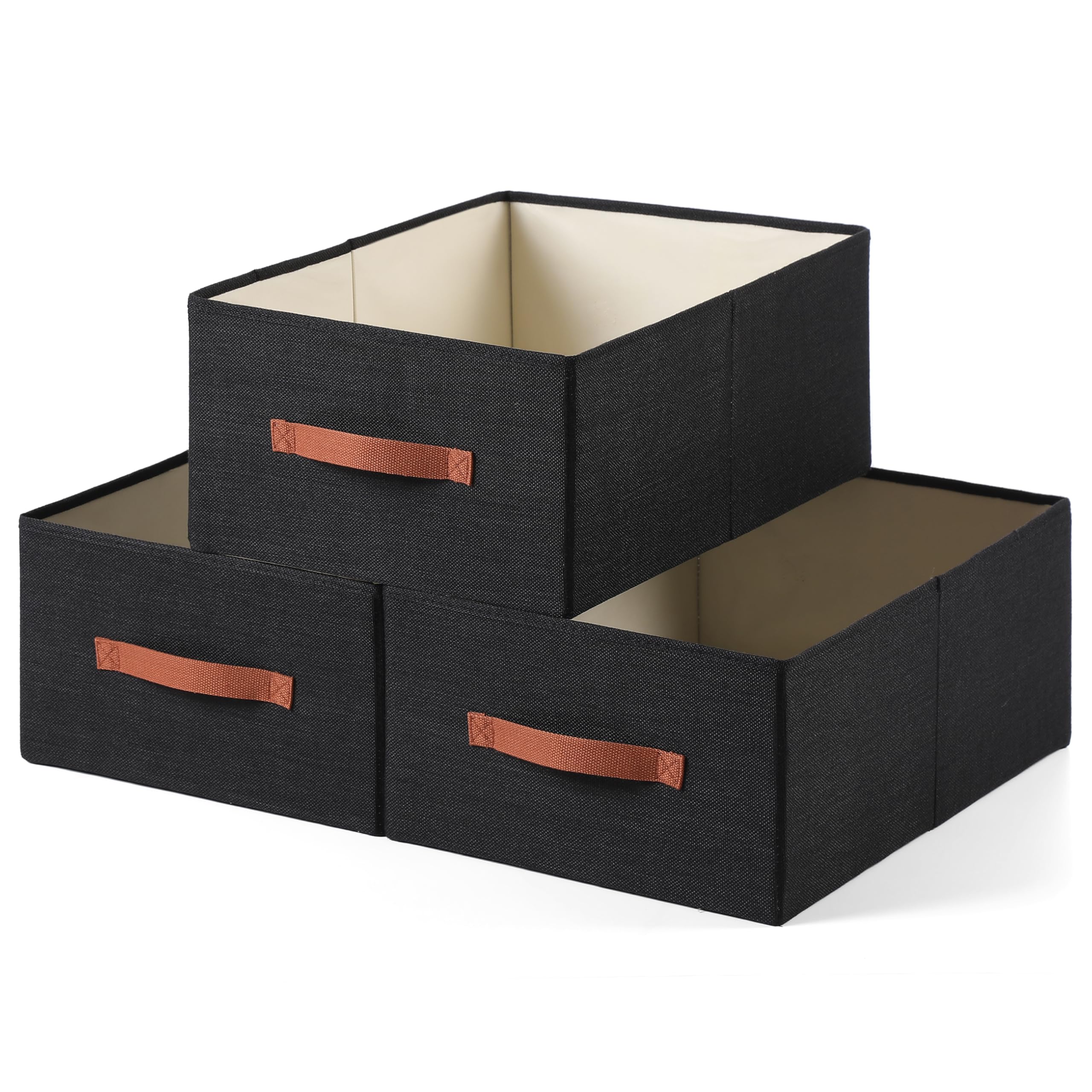 linen closet organizers and storage, 3 Pack Large Storage Baskets ...