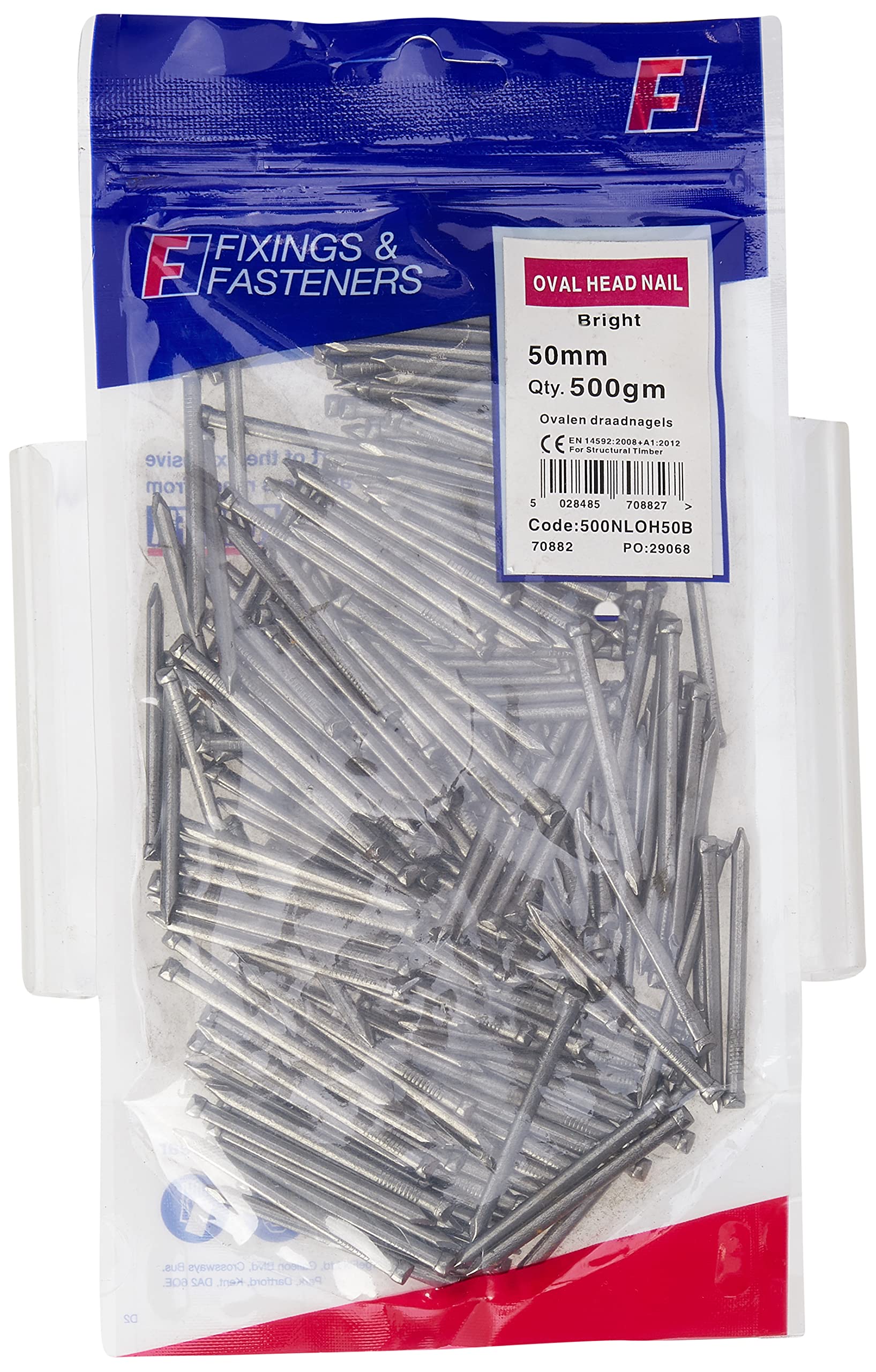 ForgeFix Oval Head Nails | 50mm | Bright | Bag 500gm